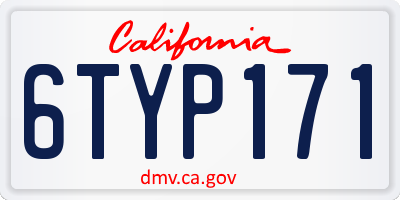 CA license plate 6TYP171