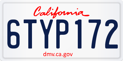 CA license plate 6TYP172