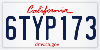 CA license plate 6TYP173
