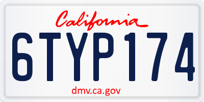 CA license plate 6TYP174
