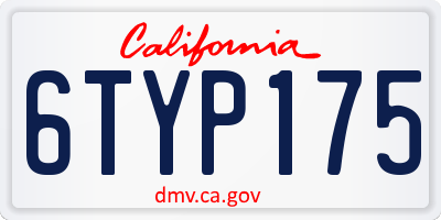 CA license plate 6TYP175