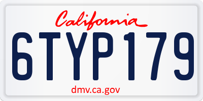 CA license plate 6TYP179