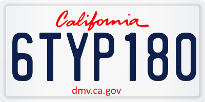 CA license plate 6TYP180