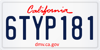 CA license plate 6TYP181