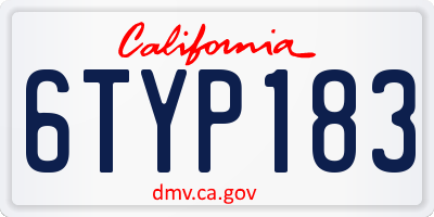 CA license plate 6TYP183
