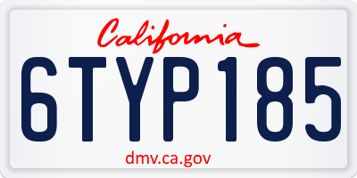 CA license plate 6TYP185