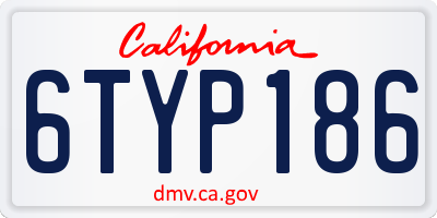 CA license plate 6TYP186