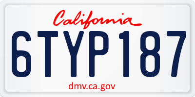 CA license plate 6TYP187