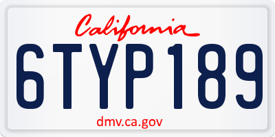 CA license plate 6TYP189