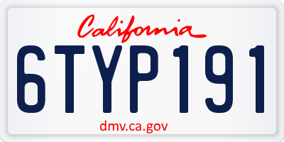 CA license plate 6TYP191