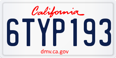 CA license plate 6TYP193