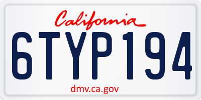 CA license plate 6TYP194