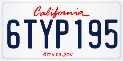 CA license plate 6TYP195