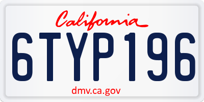 CA license plate 6TYP196