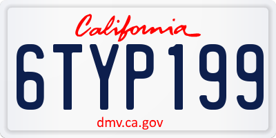 CA license plate 6TYP199