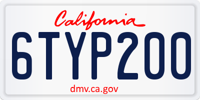 CA license plate 6TYP200