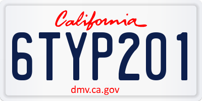 CA license plate 6TYP201