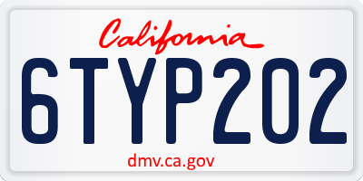 CA license plate 6TYP202