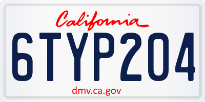 CA license plate 6TYP204