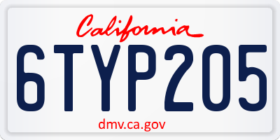 CA license plate 6TYP205