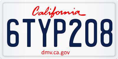 CA license plate 6TYP208