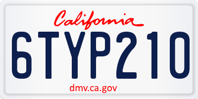 CA license plate 6TYP210