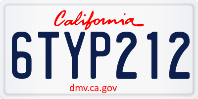 CA license plate 6TYP212
