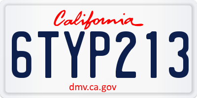 CA license plate 6TYP213