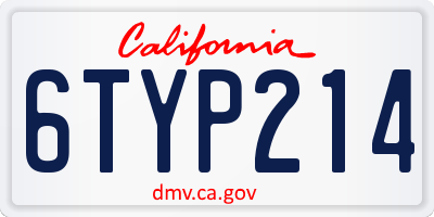 CA license plate 6TYP214