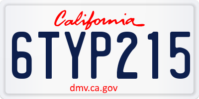 CA license plate 6TYP215