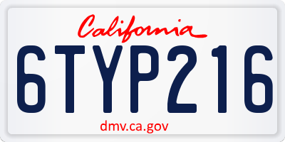 CA license plate 6TYP216