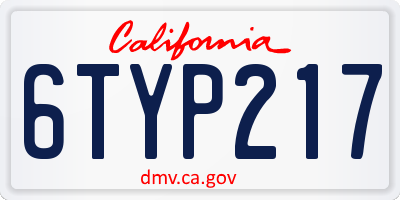 CA license plate 6TYP217