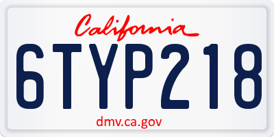 CA license plate 6TYP218