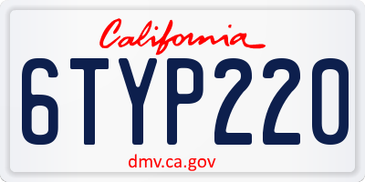 CA license plate 6TYP220