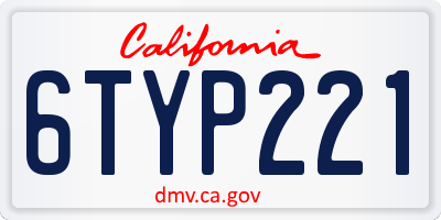 CA license plate 6TYP221