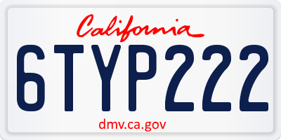 CA license plate 6TYP222