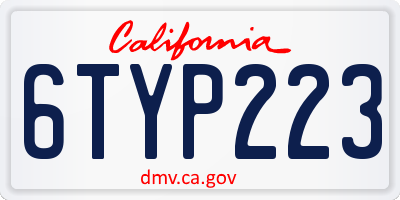 CA license plate 6TYP223