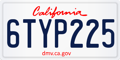 CA license plate 6TYP225