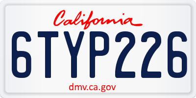 CA license plate 6TYP226