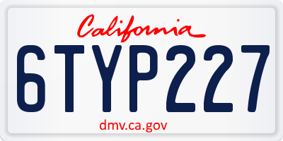 CA license plate 6TYP227