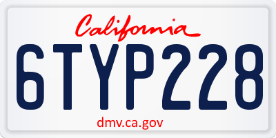 CA license plate 6TYP228