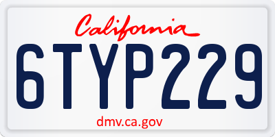 CA license plate 6TYP229