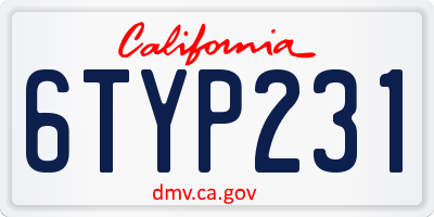 CA license plate 6TYP231