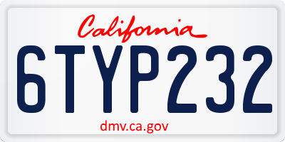 CA license plate 6TYP232