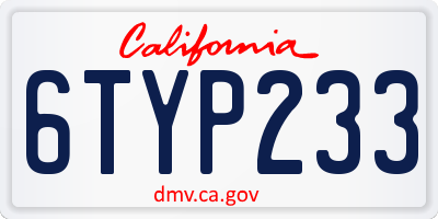 CA license plate 6TYP233