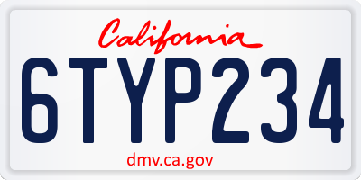 CA license plate 6TYP234