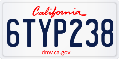 CA license plate 6TYP238