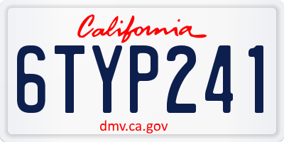CA license plate 6TYP241