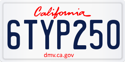 CA license plate 6TYP250