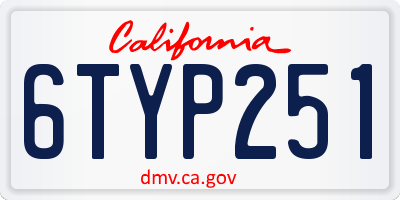 CA license plate 6TYP251